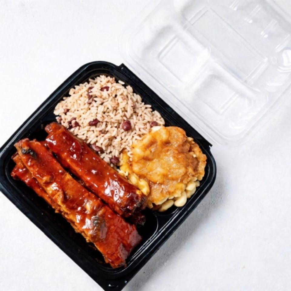 BBQ beef ribs with sides