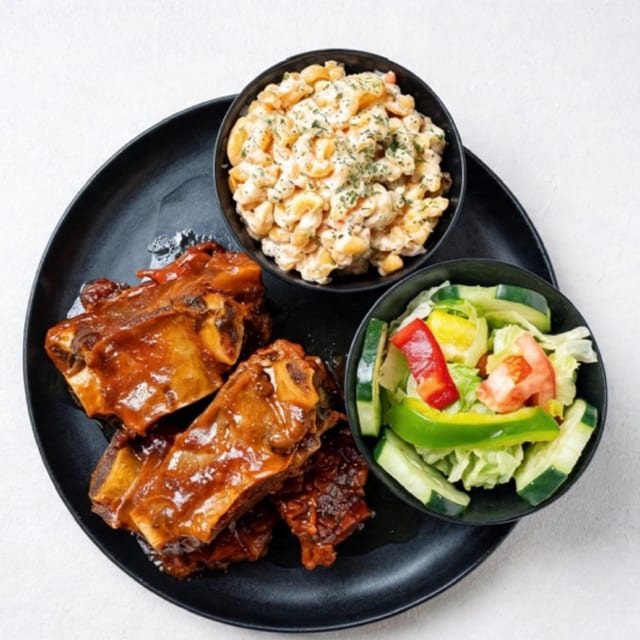 BBQ Beef Ribs Dinner Plate.