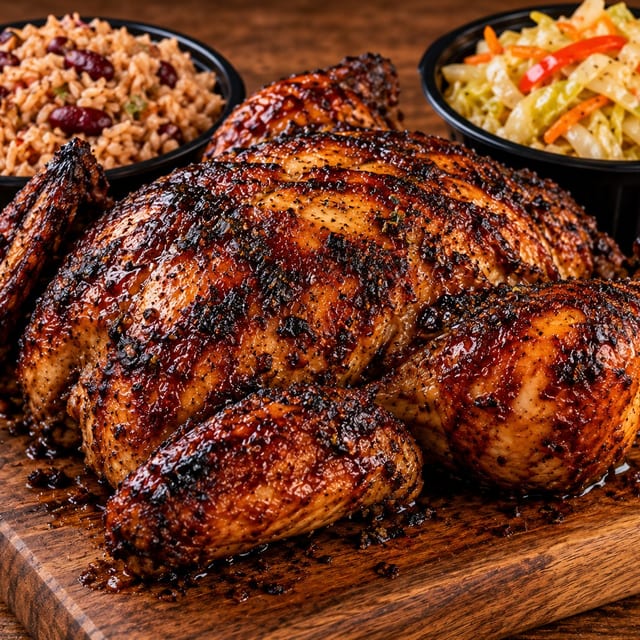 Whole Jerk Chicken Meal.